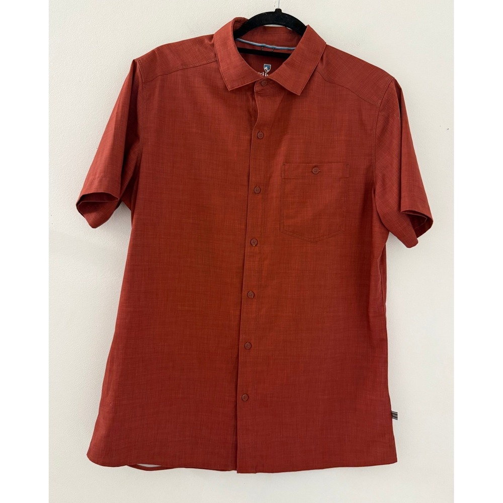 Kuhl Men's Burnt Orange Persuadr Short Sleeve Button Down Shirt Size Sm Hiking